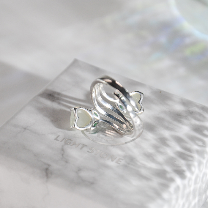 Heart Shape - Chinese Jade Silver Ring - Online Shop | LIGHT STONE
