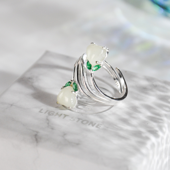 Heart Shape - Chinese Jade Silver Ring - Online Shop | LIGHT STONE