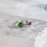 Lucky Ball - Chinese Green Jade Silver Ring - Best Online Shop - Asian Gift| LIGHT STONE