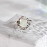 Flower - Chinese Jade Silver Ring - Handmade - Online Shop | LIGHT STONE