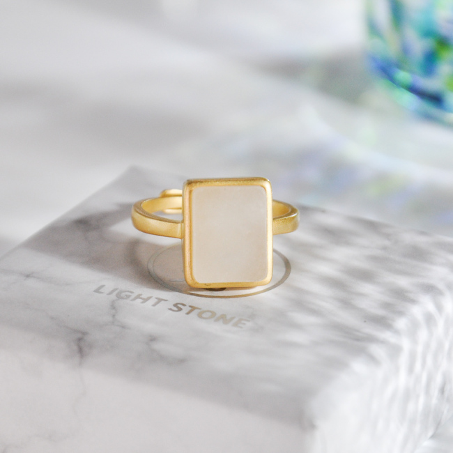 Rectangle - Silver Jade Ring