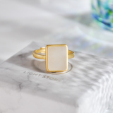 Modern Design Jade Ring - Rectangle - Silver Ring - Online Shop | LIGHT STONE