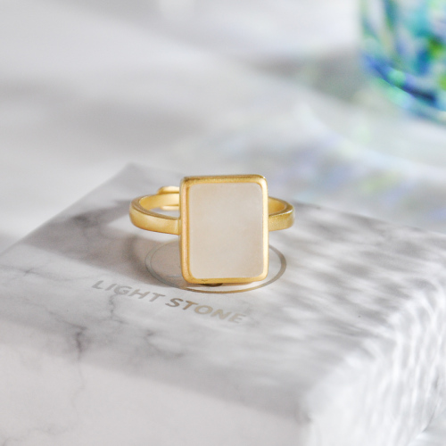 Rectangle - Silver Jade Ring