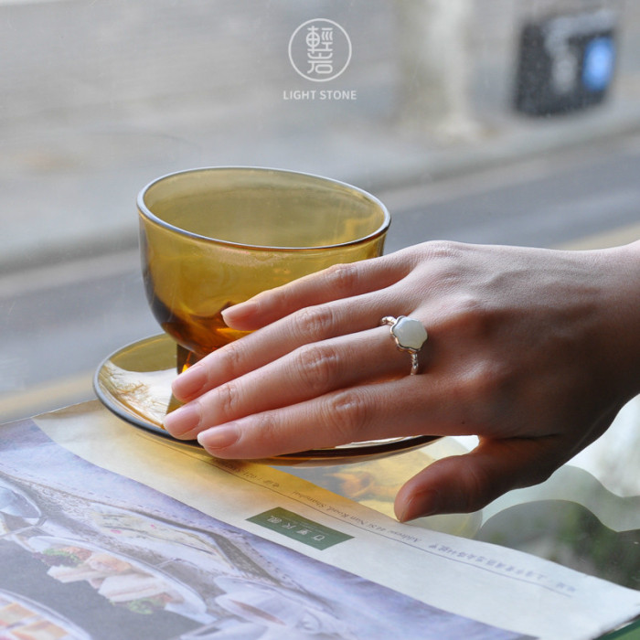 Plum Flower - Chinese Jade Silver Ring - Online Shop  | LIGHT STONE