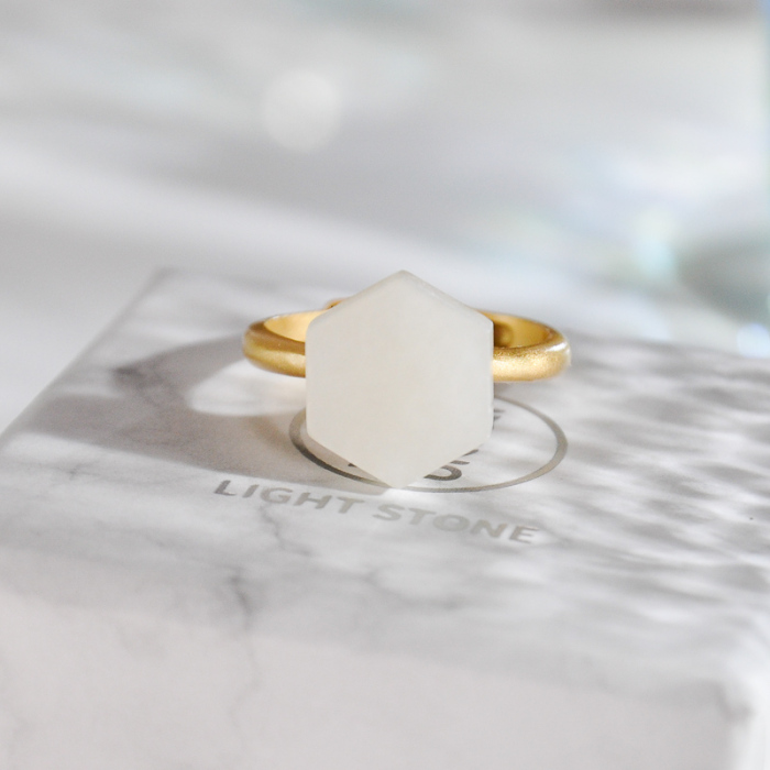 Hexagon Jade Plaque - Chinese Silver Ring - Online Shop| LIGHT STONE