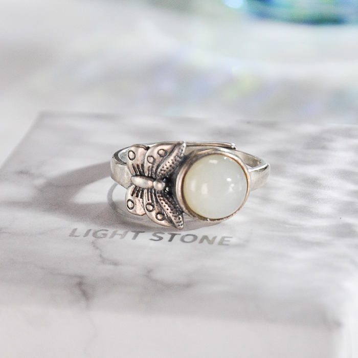 Butterfly - Vintage Chinese Jade Silver Ring - Online Shop | LIGHT STONE