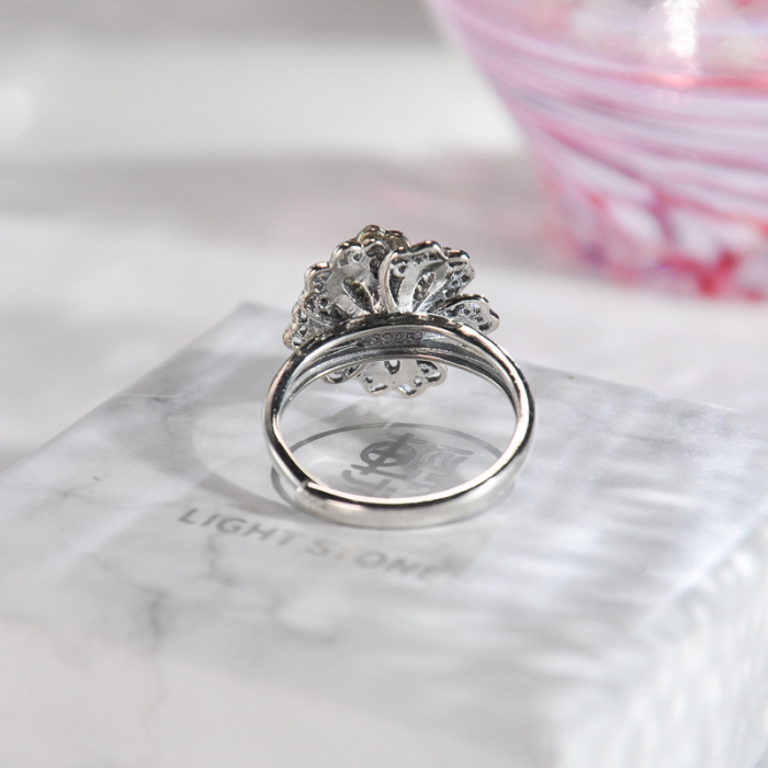 Peony -  Chinese Red Agate Silver Ring - Handmade - Online Shop | LIGHT STONE