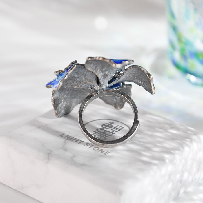 Blue Flower - Chinese Traditional Cloisonne  Lazurite Silver Ring -  Online Shop | LIGHT STONE