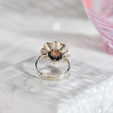 Flower - Red Agate Silver Ring