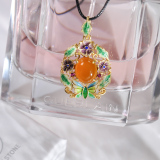 Online Necklace  - Amber Chinese Enameling Cloisonne Silver Necklace | LIGHT STONE