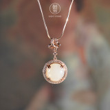  Rose Gold - Chinese White Jade Necklace - Online Shop | LIGHT STONE