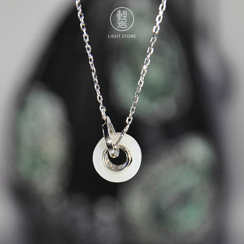 Lucky Coin - Silver Hetian Jade Necklace