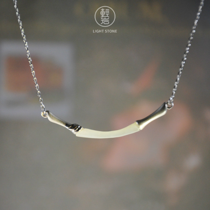Bamboo - White Jade Necklace - Chinese Artisan  Jewelry| LIGHT STONE