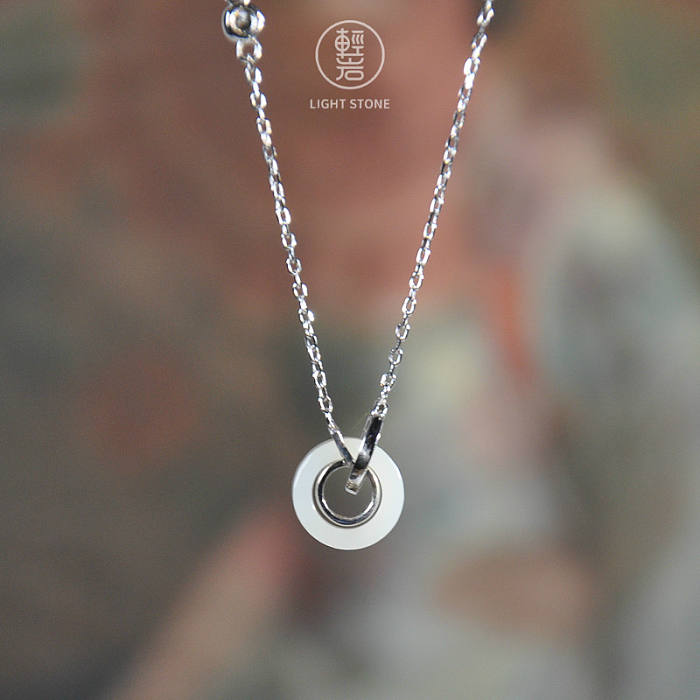 Lucky Coin - Chinese Silver Hetian Jade Necklace - Handmade - Online Shop