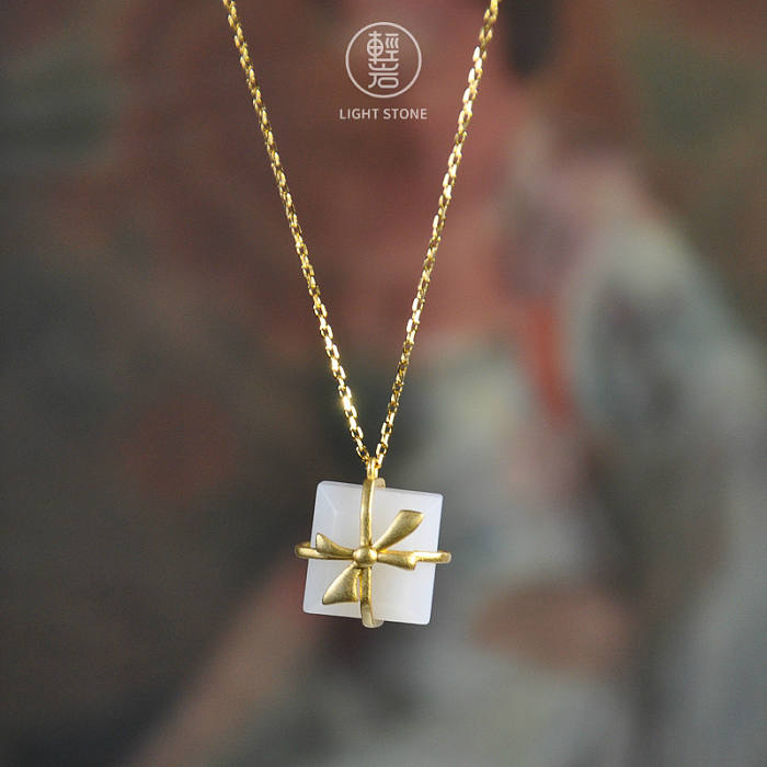Bowtie - Chinese White Jade Necklace - Online Shop | LIGHT STONE