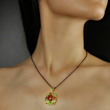 Online Necklace  - Amber Chinese Enameling Cloisonne Silver Necklace | LIGHT STONE