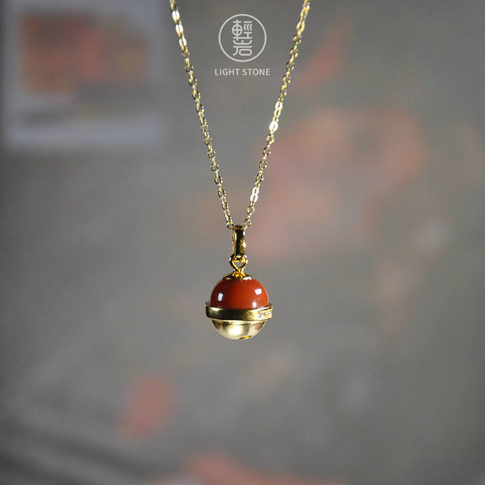 Bell - Red Agate Silver Necklace -Chinese Artisan Jewelry | LIGHT STONE