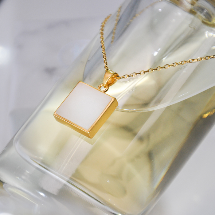  Round Square  - Gilt Silver Chinese Jade Necklace -  Online Shop | LIGHT STONE