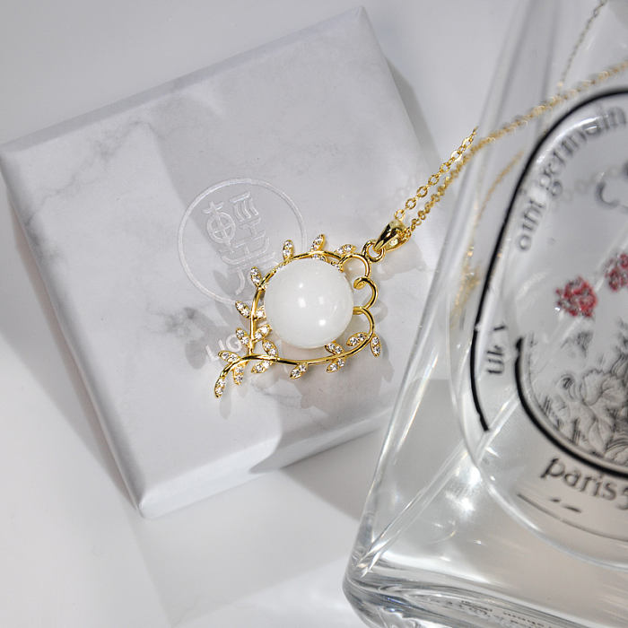  Leaf - White Jade Necklace -Chinese Artisan Jewelry| LIGHT STONE