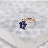 Chinese Artisan Jewellery - Plum Flower - Burning Blue Cloisonne Enamel Silver Ring | LIGHT STONE