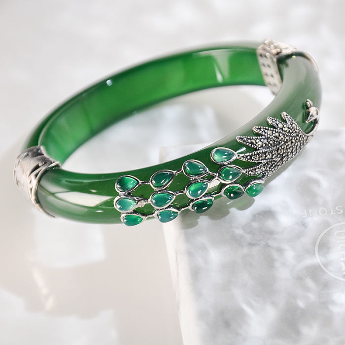 Phoenix - Chinese Artisan Jewelry - Green Chalcedony Bracelet | LIGHT STONE