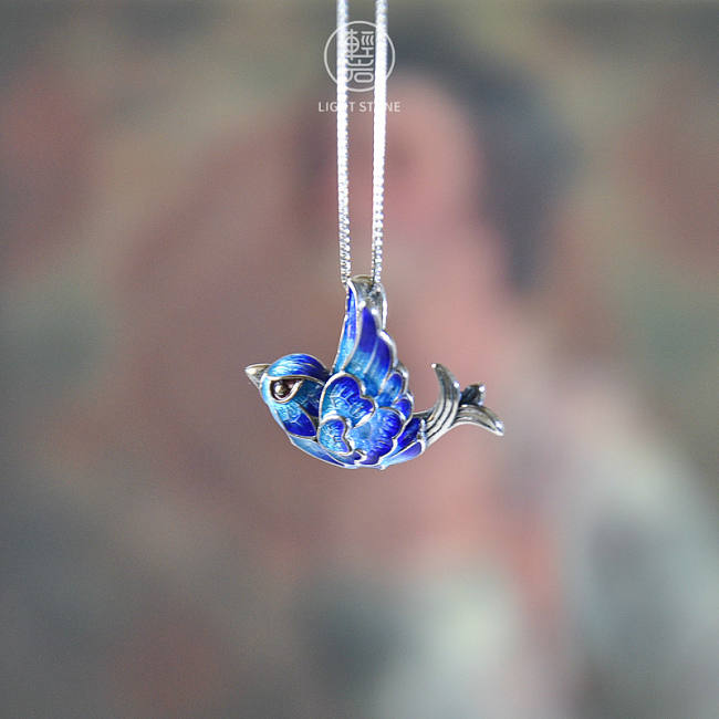 Flying Bird - Beijing Enameling Silver Necklace