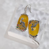 Phoenix - Online Shop - Asian Chinese Artisan Yellow Chalcedony Earrings| LIGHT STONE