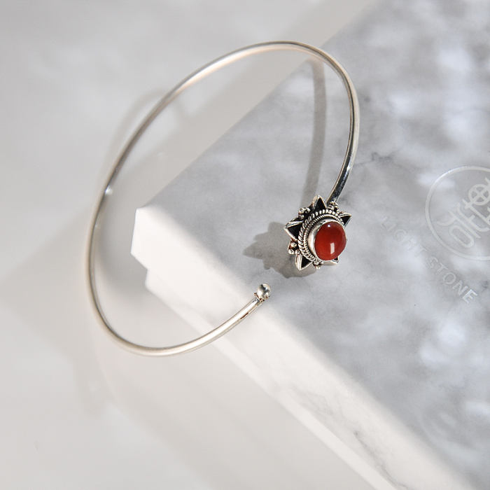 Chinese Handmade Jewelry- Online Shop-Red Coral Tibetan Silver Bracelet| LIGHT STONE