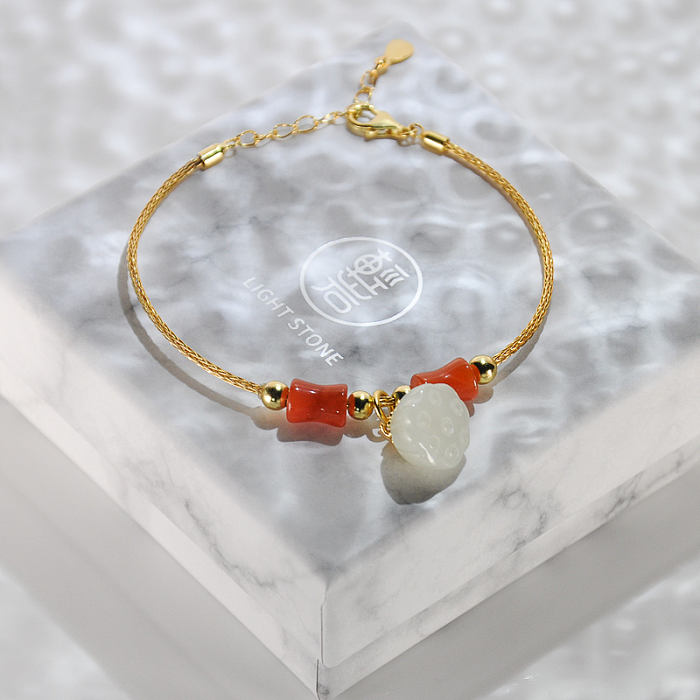 Chinese Artisan Jewelry - Handmade Red Agate Bracelet | LIGHT STONE