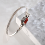 Flower - Red Coral Handmade Tibetan Silver Bracelet