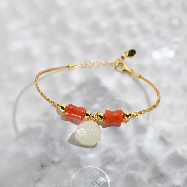 Remembrance - Red Agate and Jade Bracelet