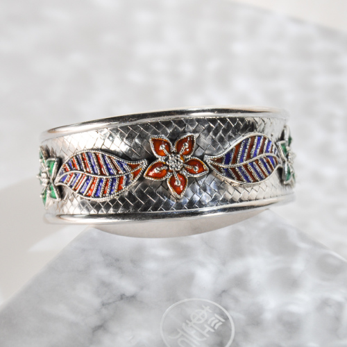 Gaisang Mêdog - Enameling Tibetan Handmade Silver Bracelet