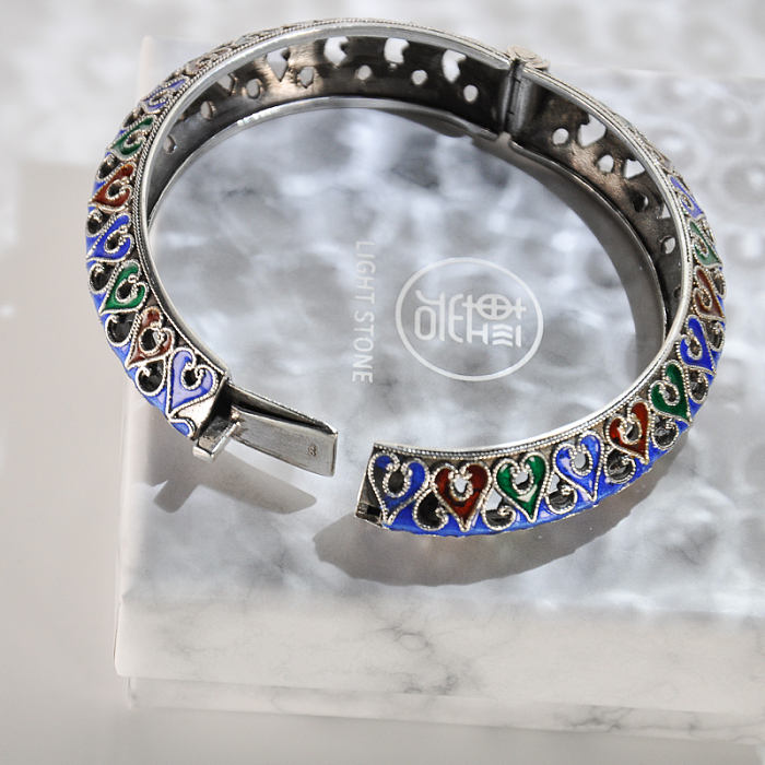 Passion Heart - Enameling Tibetan Handmade Silver Bracelet