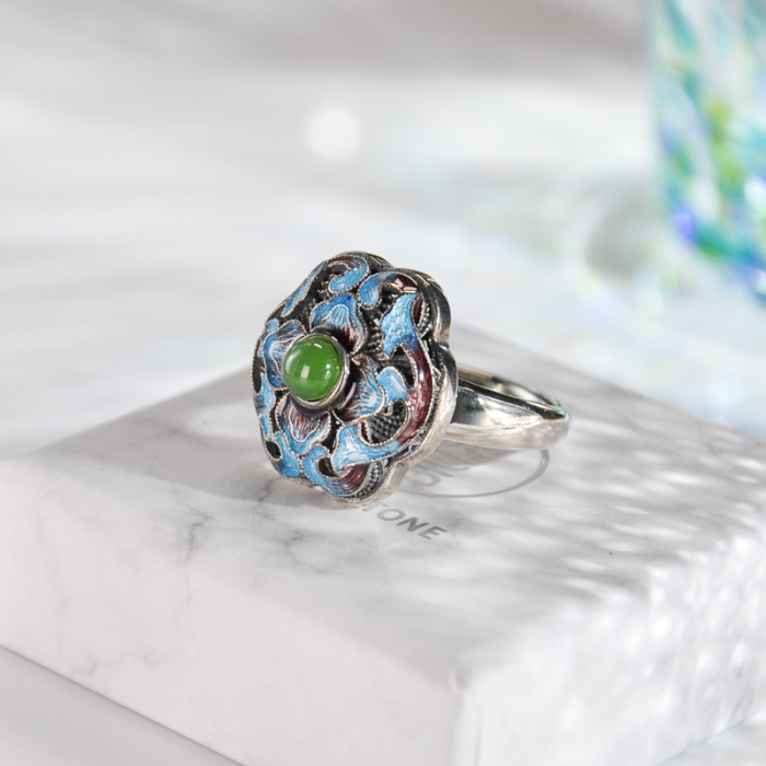 Blossoming - Chinese Artisan Silver Cloisonné Ring - Online Shop | LIGHT STONE