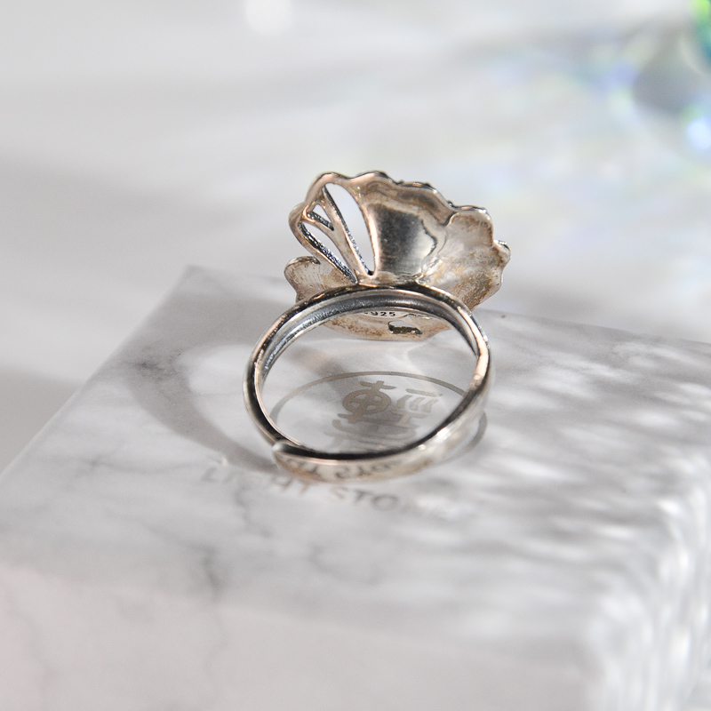 Chinese Artisan Jewelry- Lotus Leaf - Green Jade Silver Ring Chinese Artisan Jewelry- Lotus Leaf - Green Jade Silver Ring