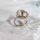 Chinese Artisan Jewelry- Lotus Leaf - Green Jade Silver Ring | LIGHT STONE