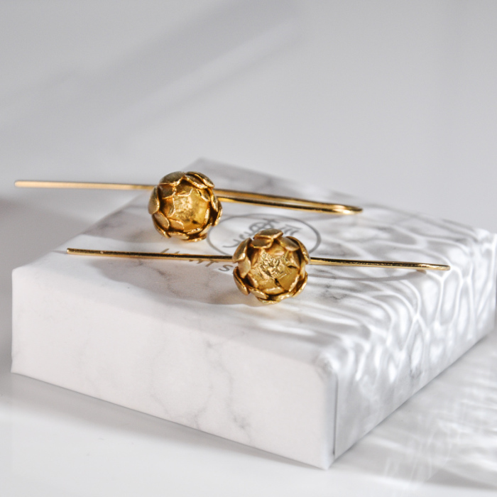 Lotus - Gilt Silver Earrings - Chinese Handmade Jewelry Online Shop | LIGHT STONE