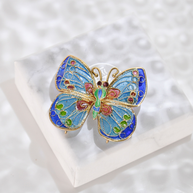 Butterfly - Silver Glass Enameling Brooch