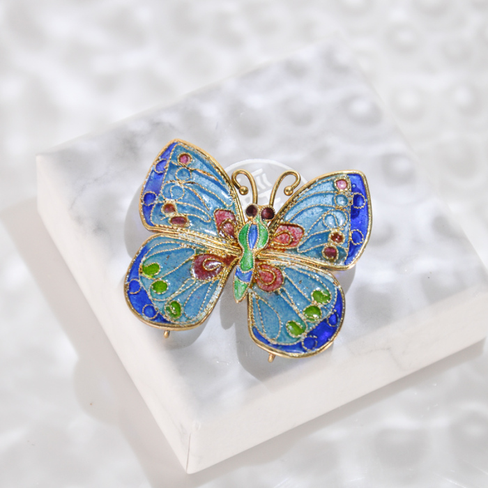 Butterfly - Silver Glass Enameling Brooch
