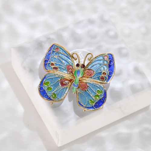 Butterfly - Silver Glass Enameling Brooch
