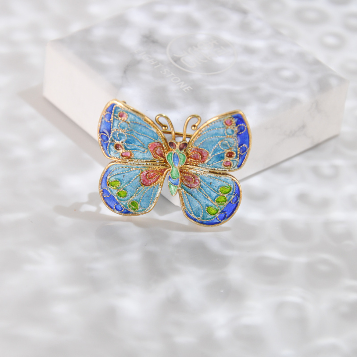 Butterfly - Silver Glass Enameling Brooch