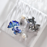 Chinese Handmade Earrings -Cloisonne Pearl Goldfish Earring| LIGHT STONE