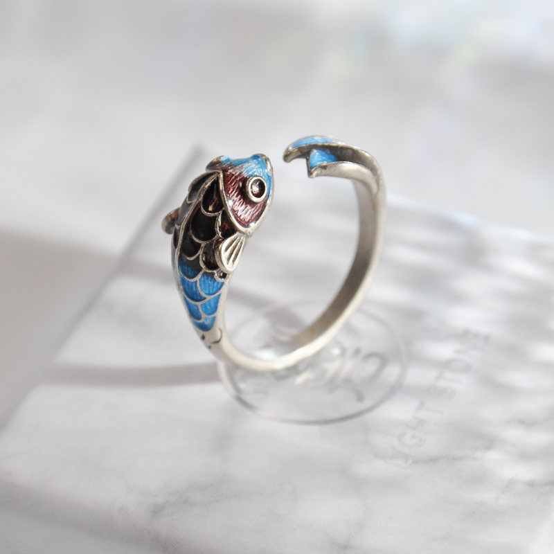 Chinese Handmade Ring -Cloisonne Fish Ring| LIGHT STONE