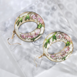 World Under Water - Pink -  1990s Vintage Handmade Cloisonne Earrings | Light Stone
