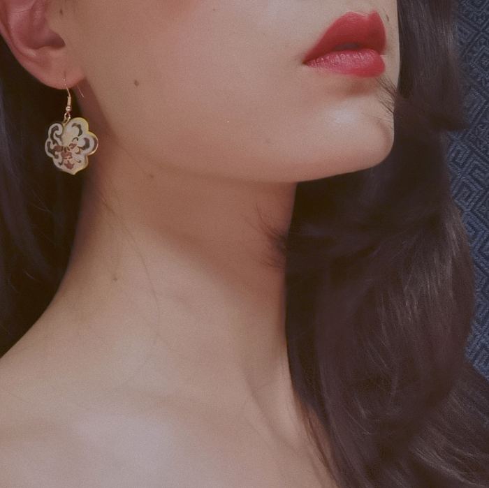 Lucy Clouds - Gold - Vintage Jingtai Blue Cloisonne Earrings
