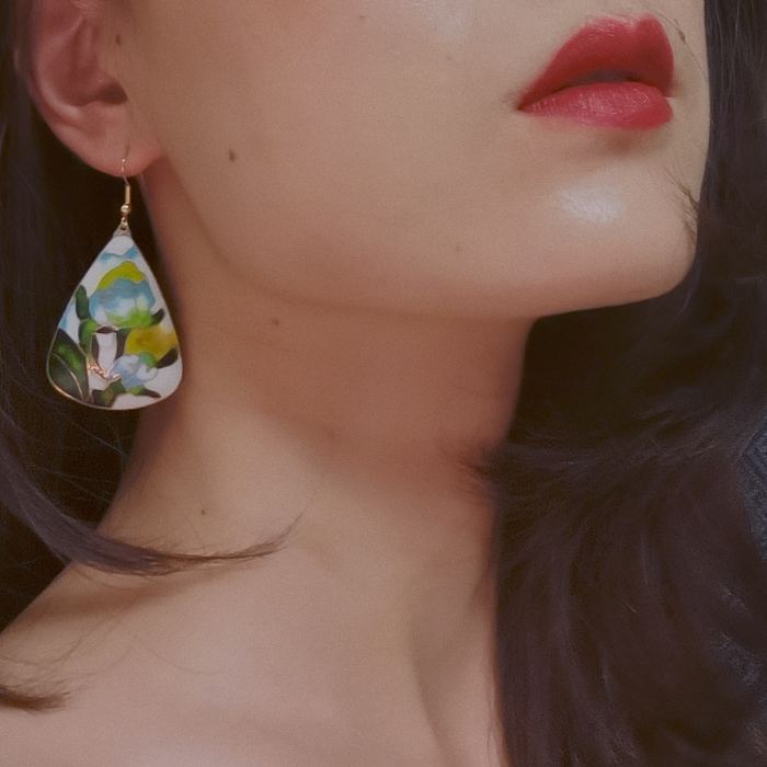 Summer - Vintage Jingtai Blue Cloisonne Earrings