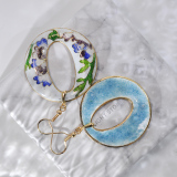World Under Water - Blue - 1990s Vintage Handmade Cloisonne Earrings | Light Stone