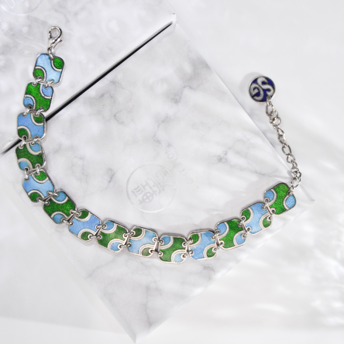 -25% For Two| -33% For Three |Square- Jingtai Blue Vintage Bracelet - Gold - Cooper Base Cloisonne