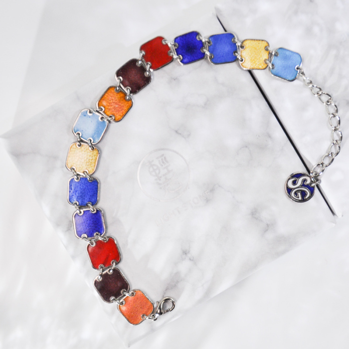 -25% For Two| -33% For Three |Square- Jingtai Blue Vintage Bracelet - Gold - Cooper Base Cloisonne