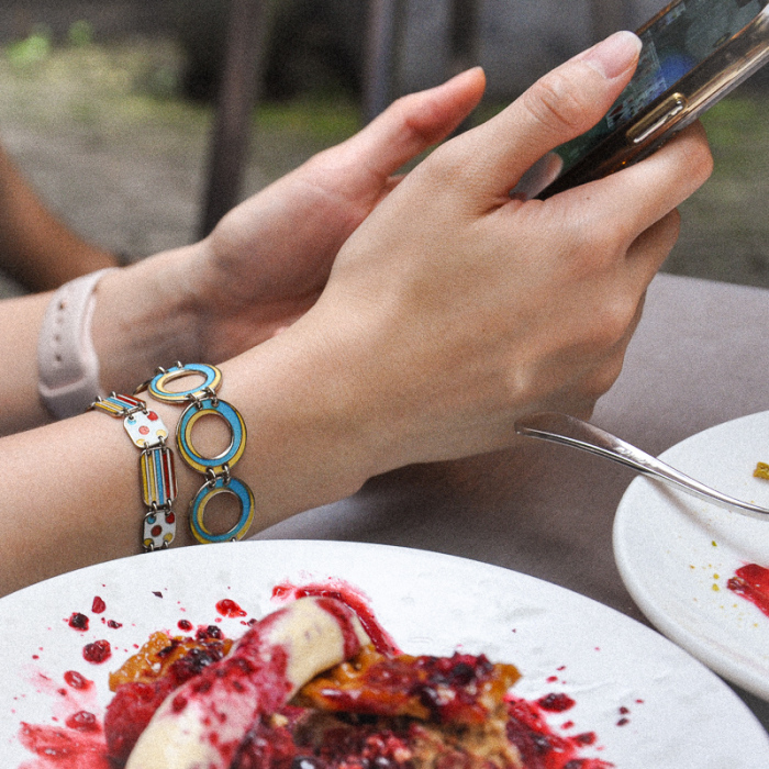 -25% For Two| -33% For Three | Rectangle- Jingtai Blue Vintage Bracelet - Gold - Cooper Base Cloisonne